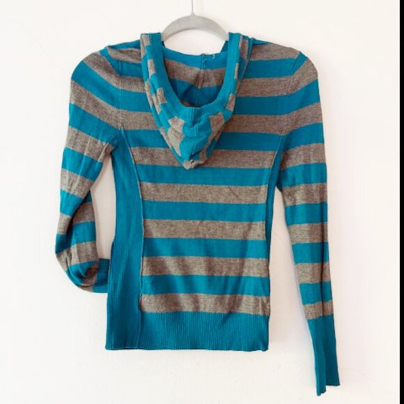 Guess turquoise and gray striped sweater hoodie — Size S/P - Picture 2 of 4